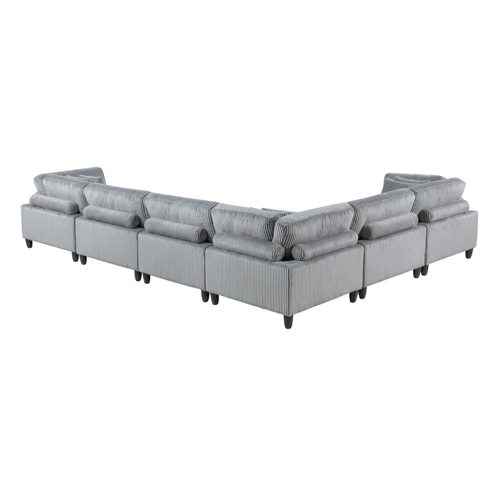 6-Piece Modular Sectional Set with Reversible Cushions and Pillows