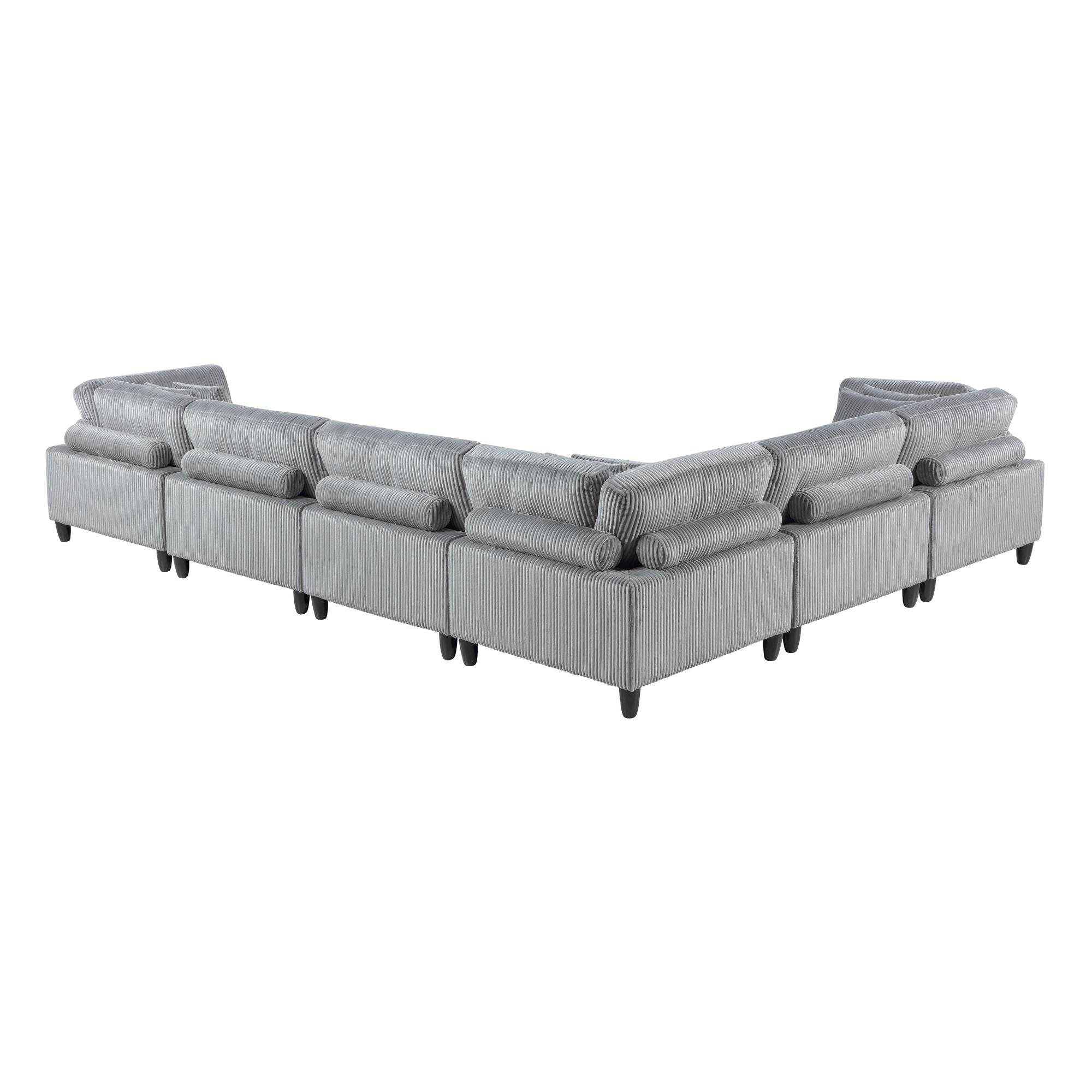 6-Piece Modular Sectional Set with Reversible Cushions and Pillows