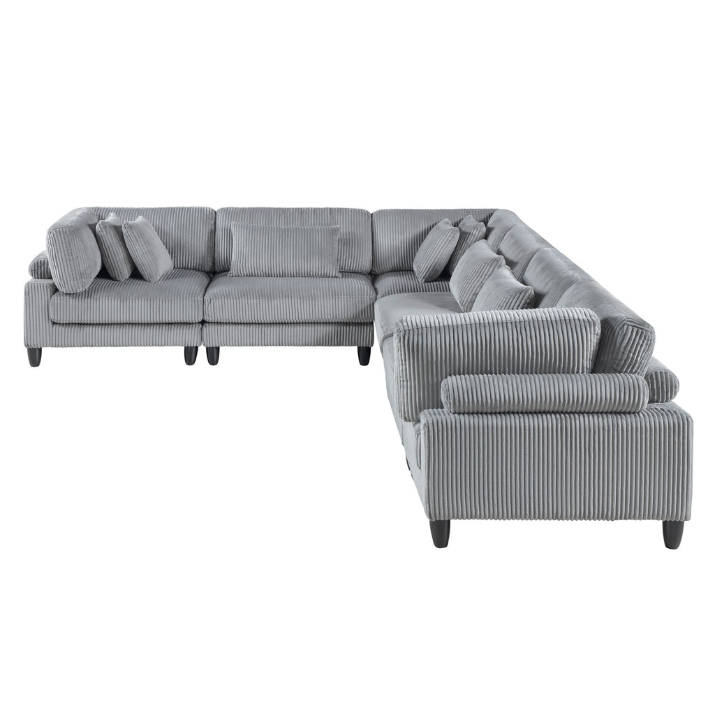 6-Piece Modular Sectional Set with Reversible Cushions and Pillows