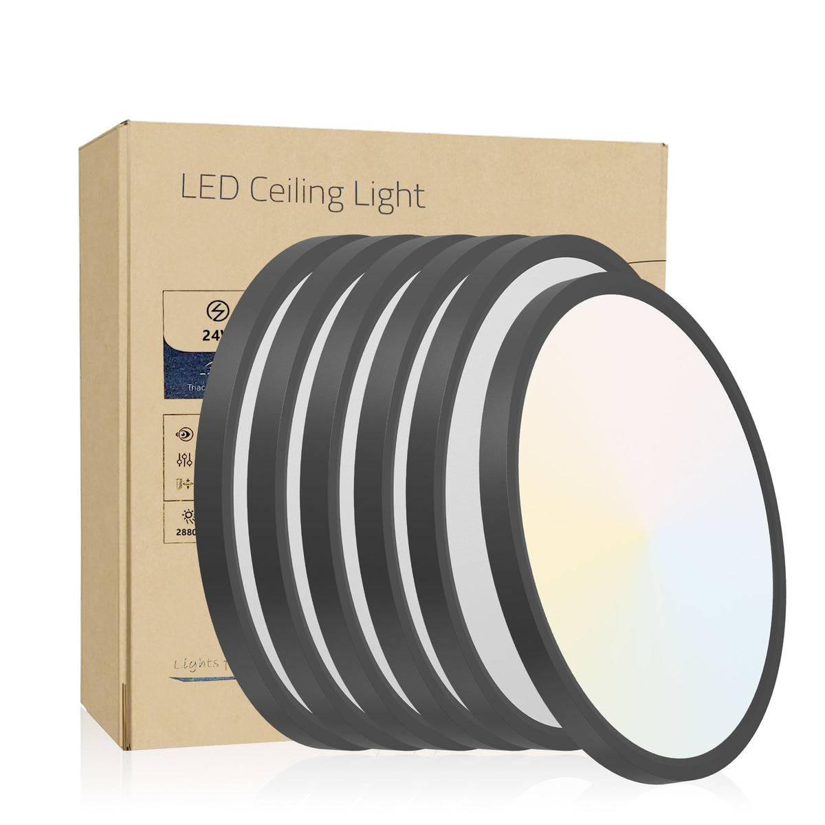 Ultra-Thin Dimmable LED Flush Mount Light Set