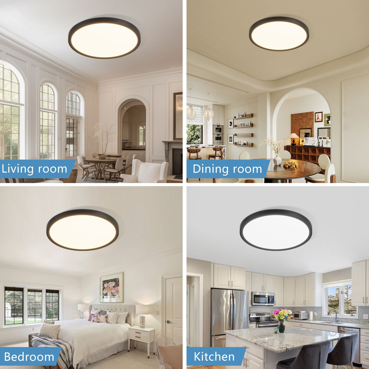 Ultra-Thin Dimmable LED Flush Mount Light Set