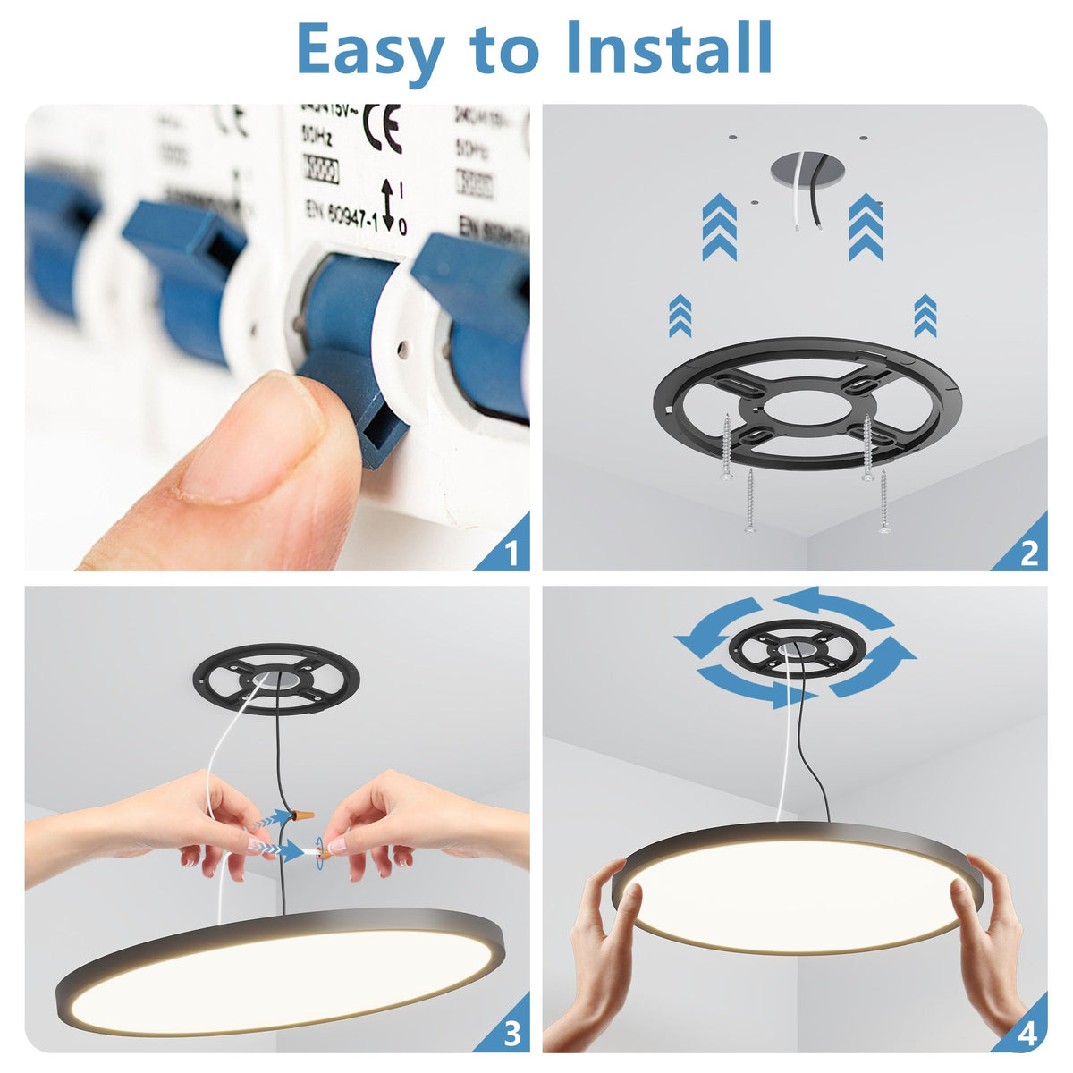 Ultra-Thin Dimmable LED Flush Mount Light Set