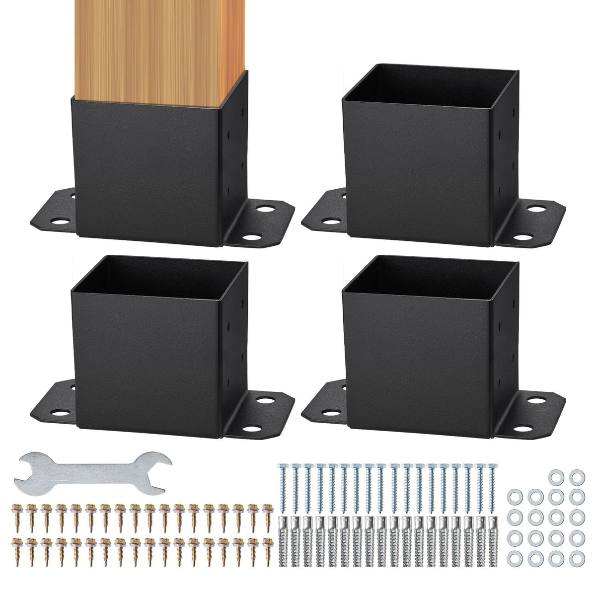 Full-Wrap Post Base Bracket Set for Deck and Pergola Supports