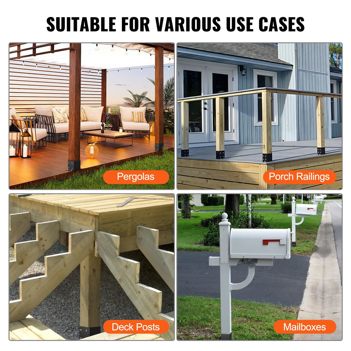 Full-Wrap Post Base Bracket Set for Deck and Pergola Supports
