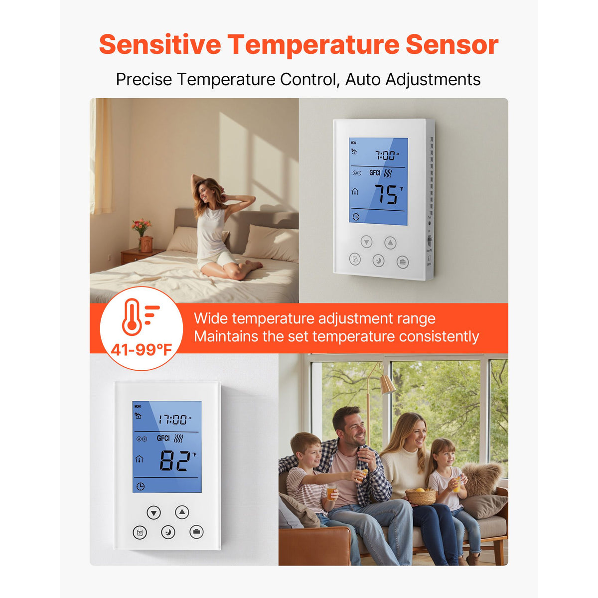 Seven-Day Programmable Thermostat with Backlit Display