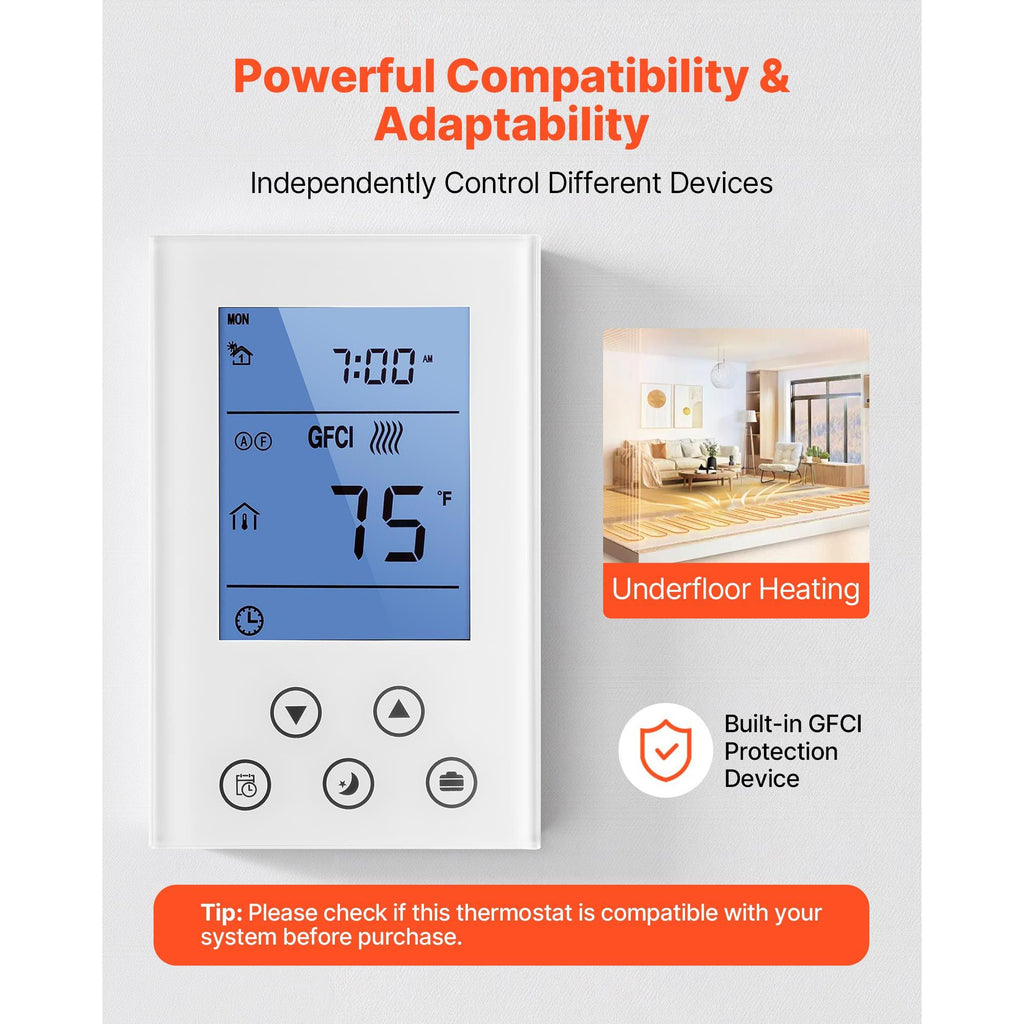 Seven-Day Programmable Thermostat with Backlit Display
