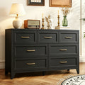 Modern Black Seven-Drawer Low-Profile Dresser
