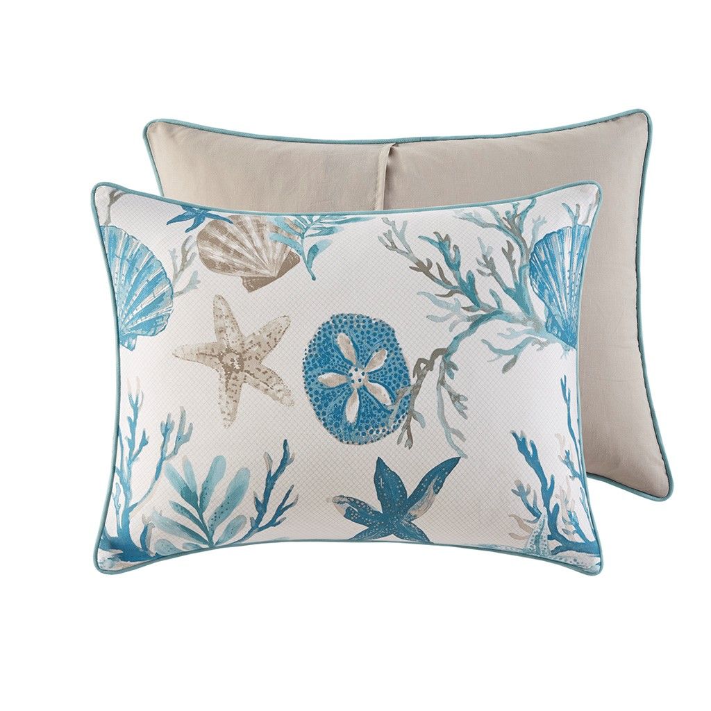 Aqua Coastal Seven-Piece Cal King Comforter Set