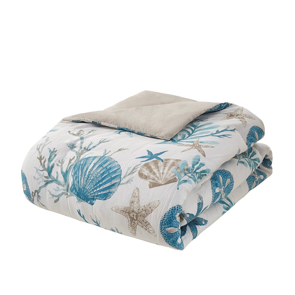 Aqua Coastal Seven-Piece Cal King Comforter Set