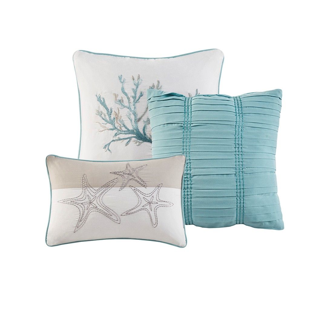Aqua Coastal Seven-Piece Cal King Comforter Set