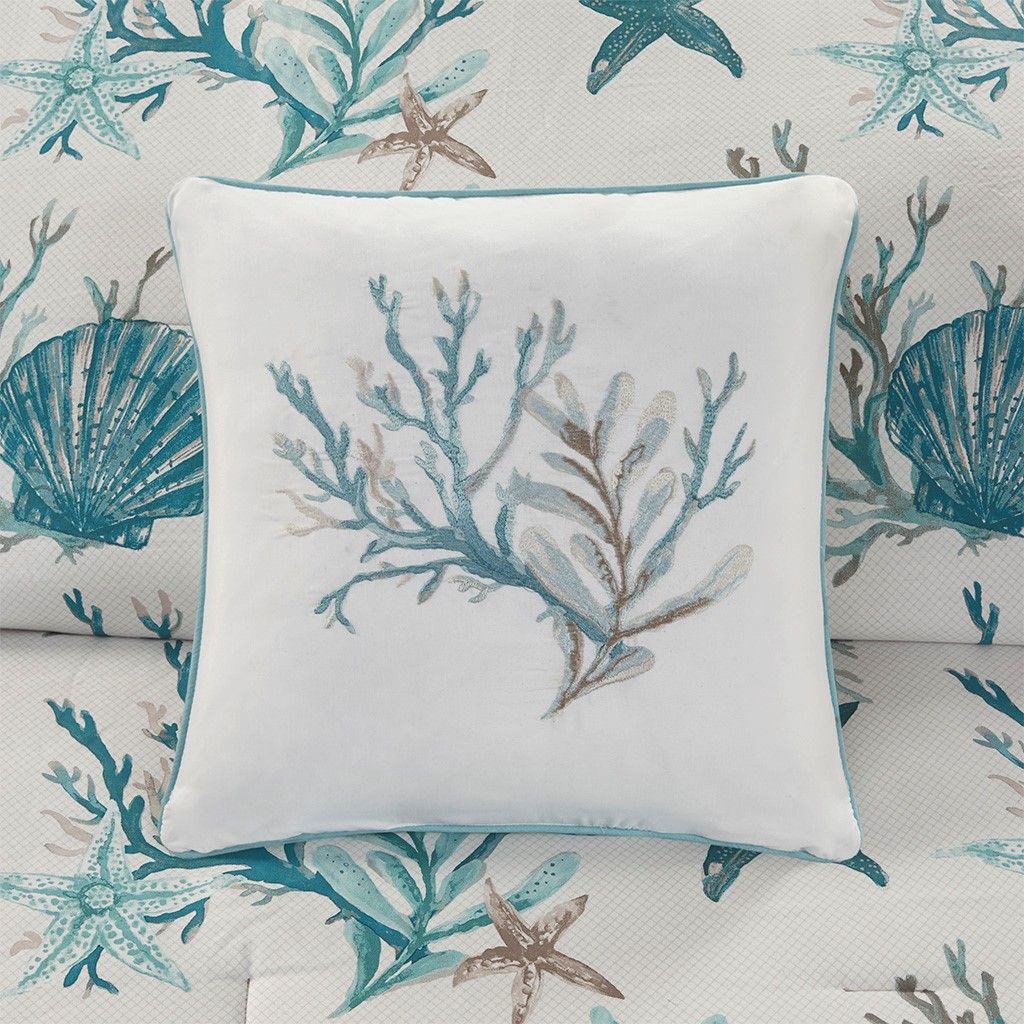 Aqua Coastal Seven-Piece Cal King Comforter Set