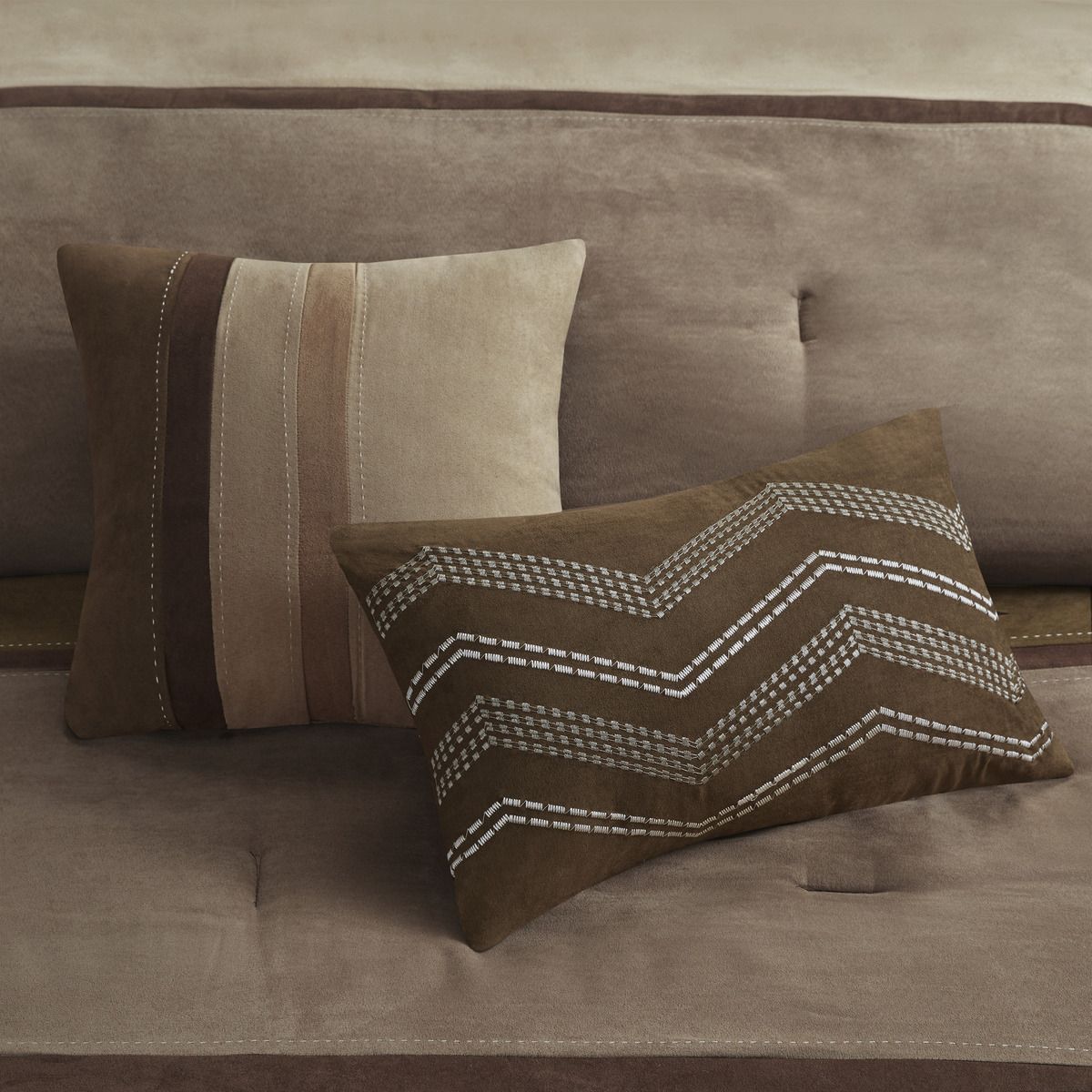 Brown Colorblock Comforter Set with Lodge Style