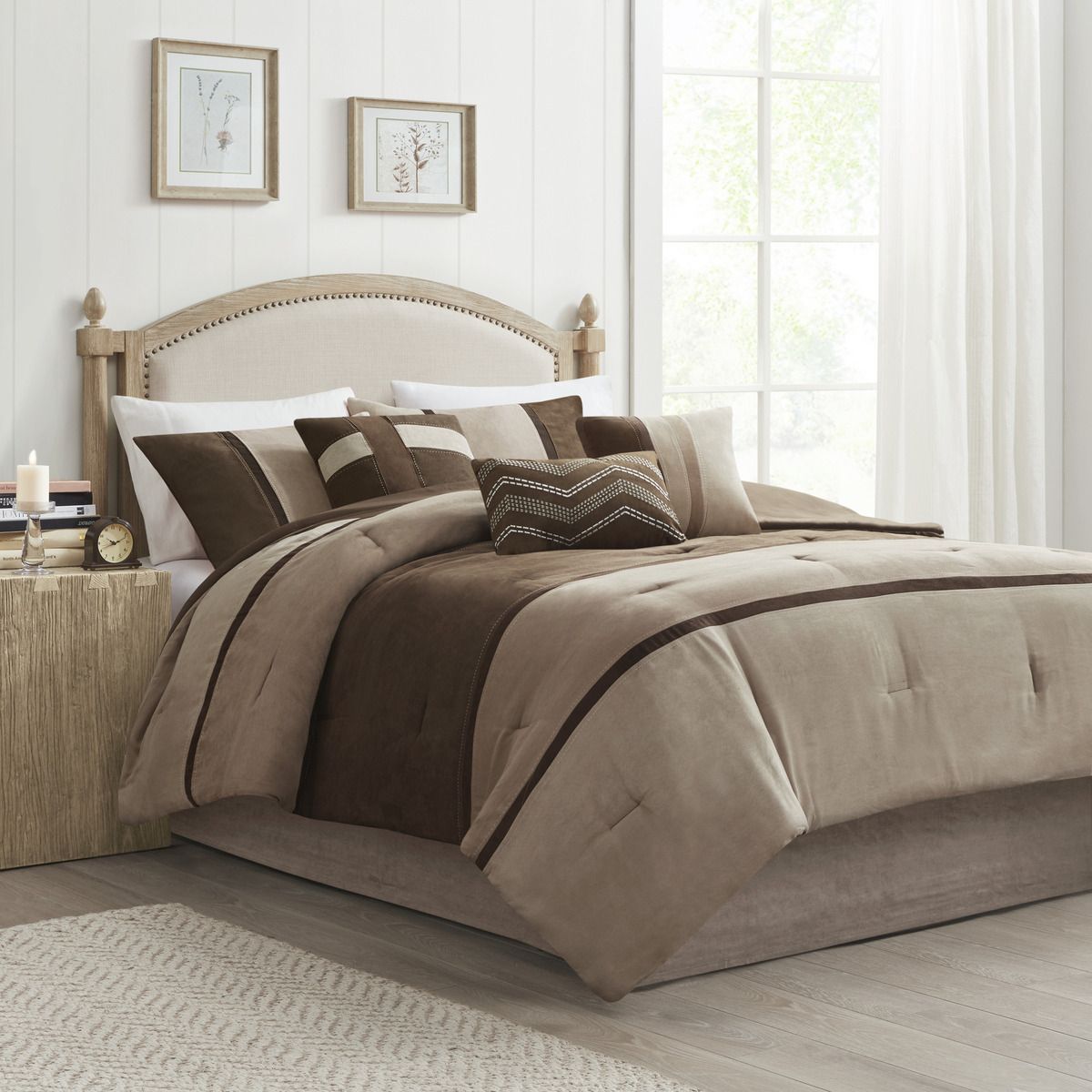 Brown Colorblock Comforter Set with Lodge Style
