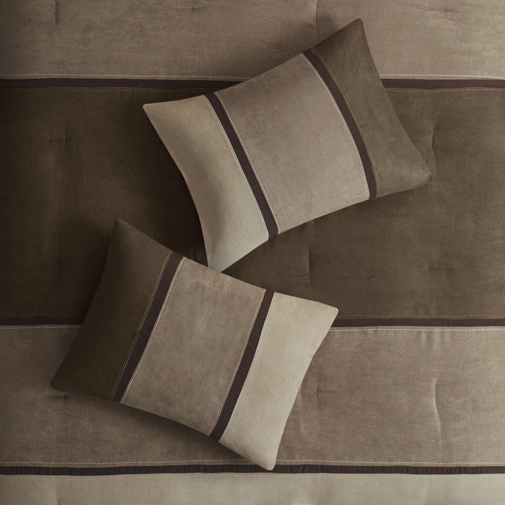 Brown Colorblock Comforter Set with Lodge Style