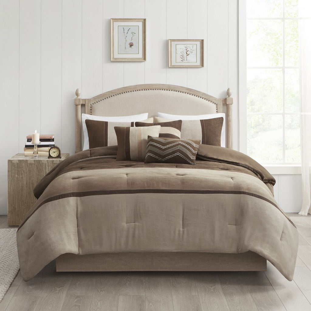 Brown Colorblock Comforter Set with Lodge Style