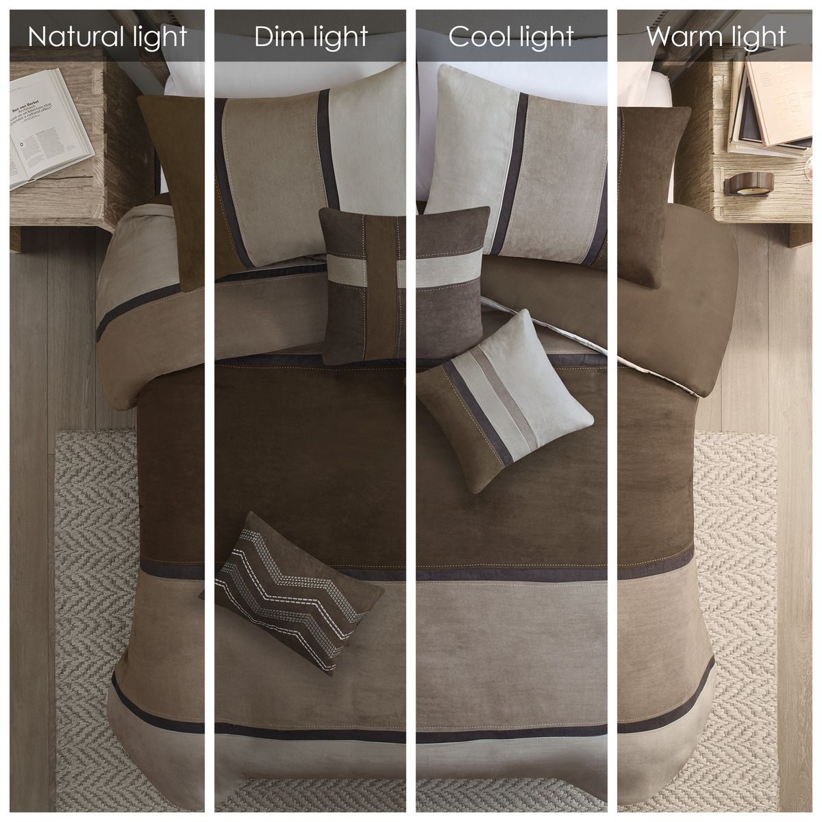 Brown Colorblock Comforter Set with Lodge Style