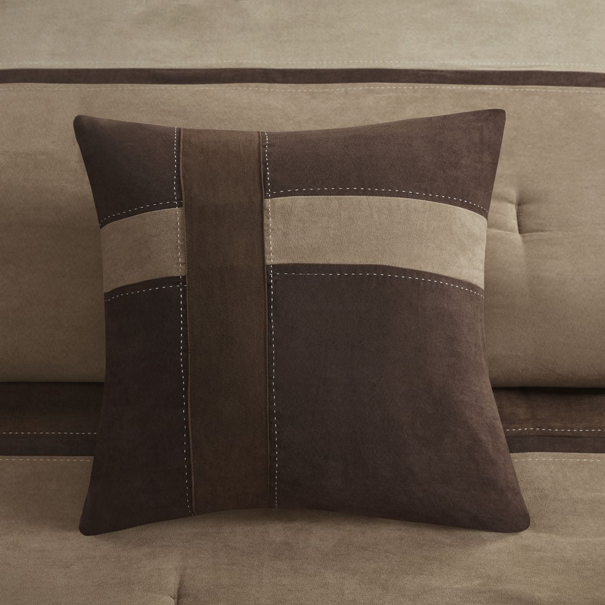 Brown Colorblock Comforter Set with Lodge Style