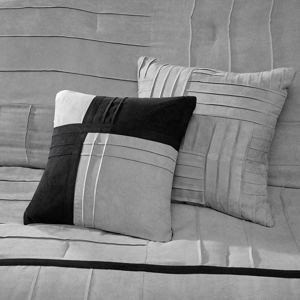 Gray and Black Pintuck Comforter Set