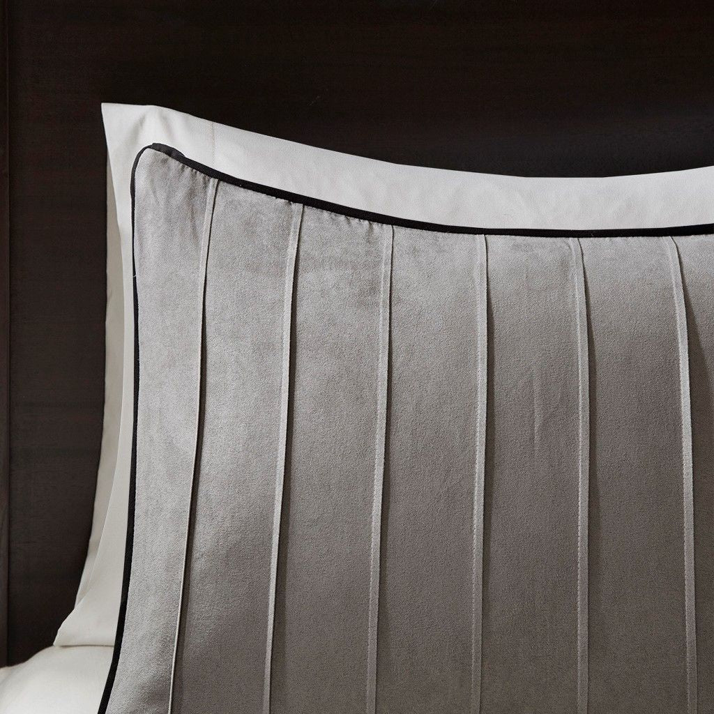Grey and Black Pintuck Comforter Set