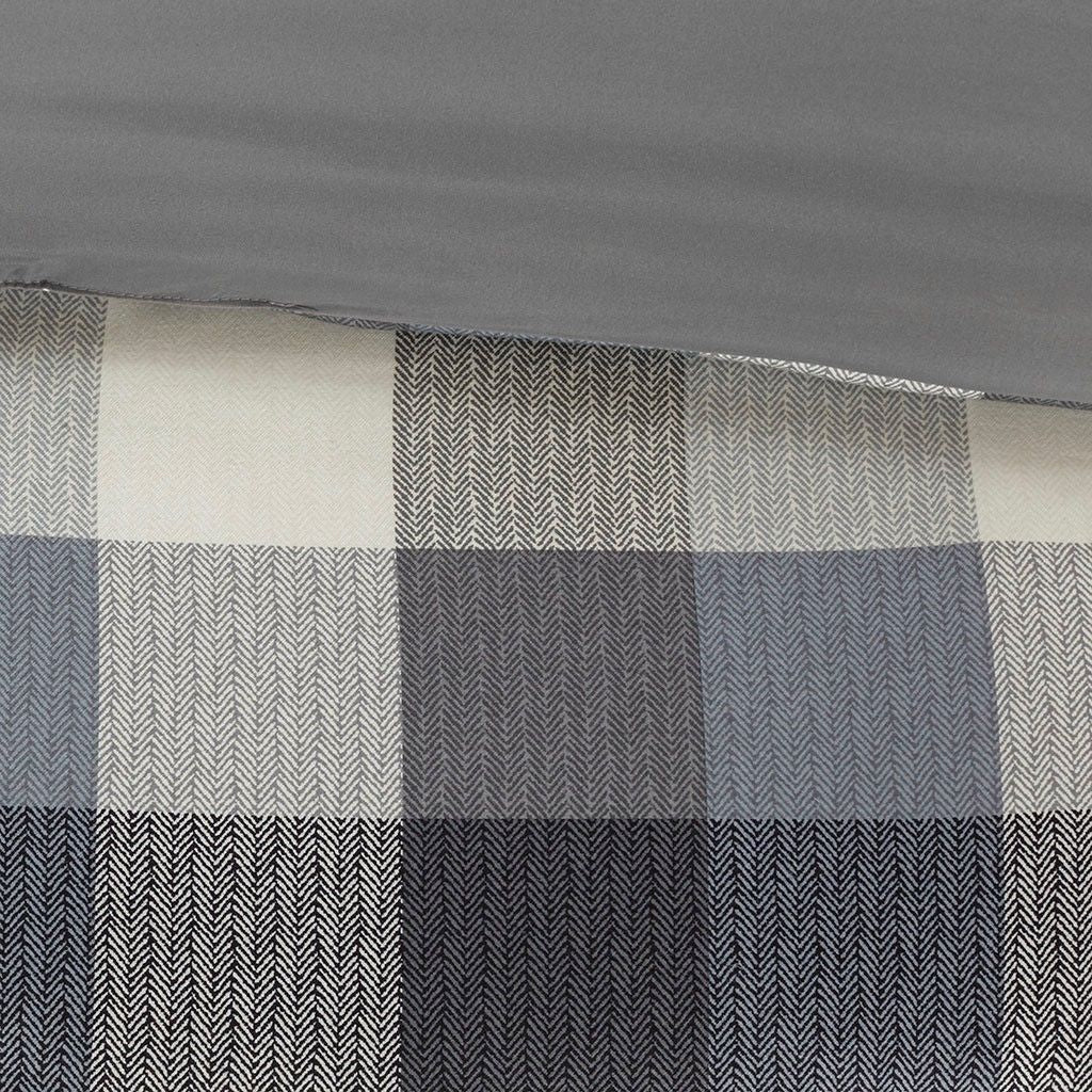 Grey Buffalo Plaid Herringbone Comforter Set