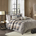 Neutral Buffalo Plaid Herringbone Comforter Set