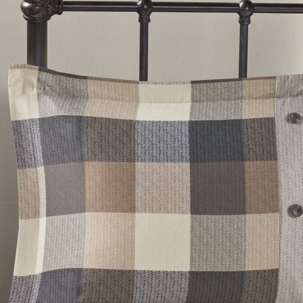 Neutral Buffalo Plaid Herringbone Comforter Set