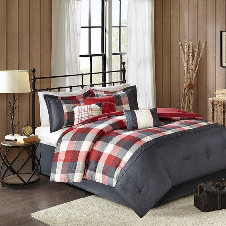 Red Buffalo Plaid Herringbone Comforter Set