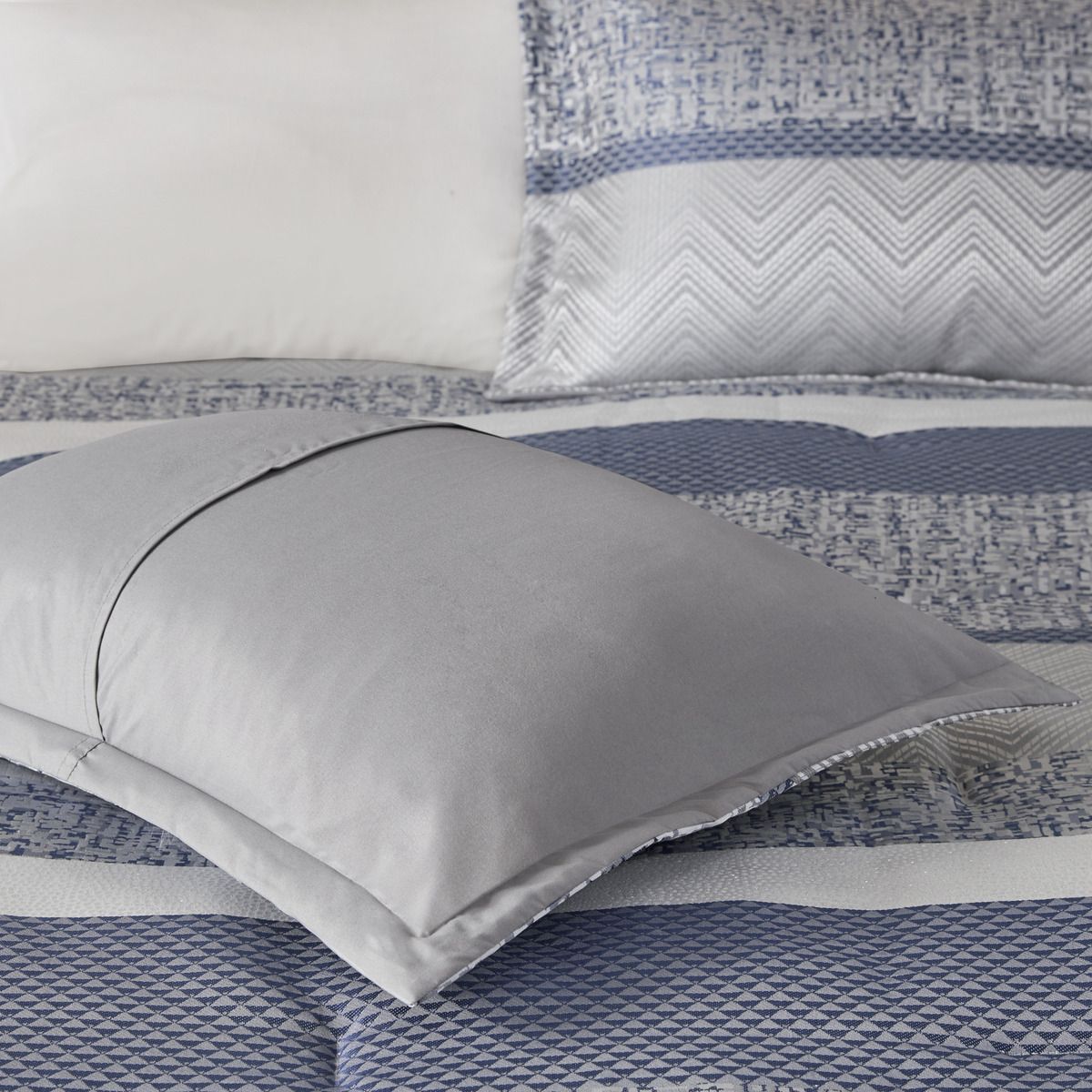 Navy and Gray Jacquard Comforter Ensemble