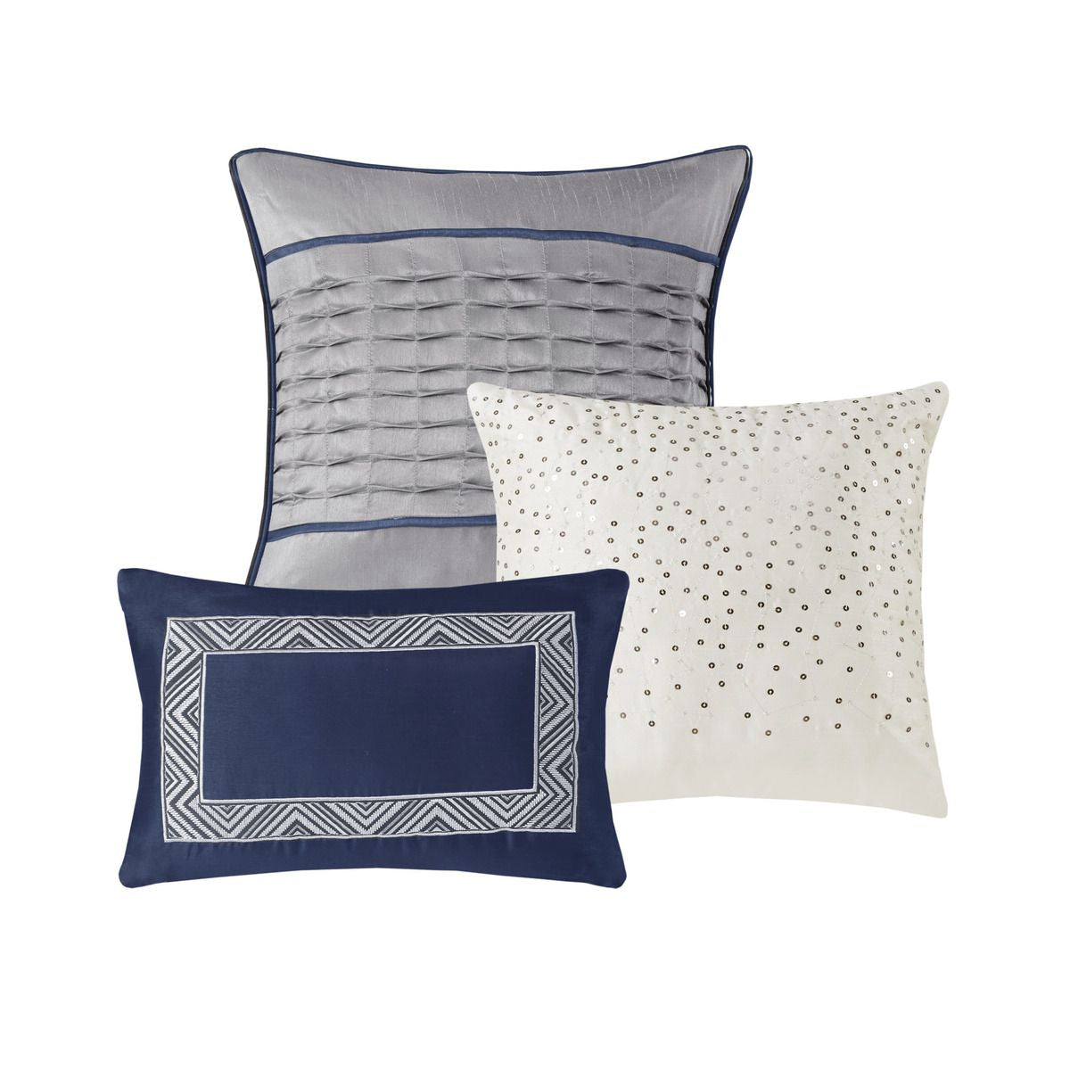 Navy and Gray Jacquard Comforter Ensemble