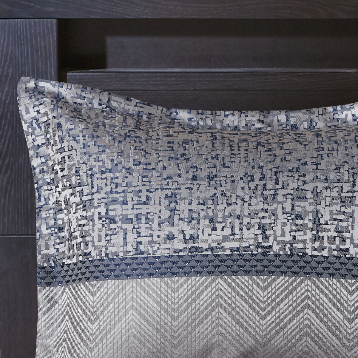 Navy and Gray Jacquard Comforter Ensemble