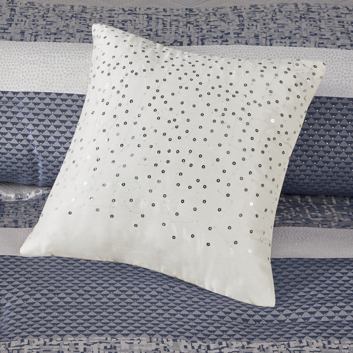 Navy and Gray Jacquard Comforter Ensemble