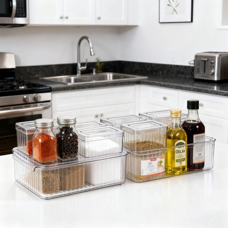 Seven-Piece Clear Refrigerator Organizer Set