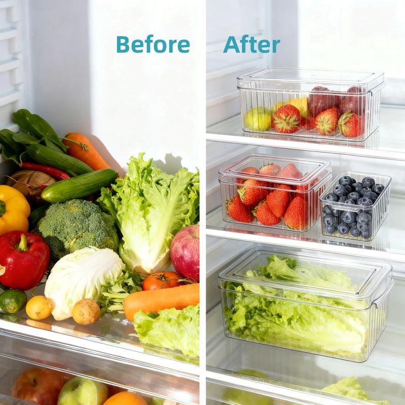 Seven-Piece Clear Refrigerator Organizer Set