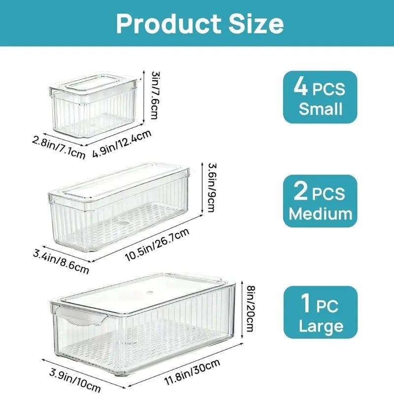 Seven-Piece Clear Refrigerator Organizer Set