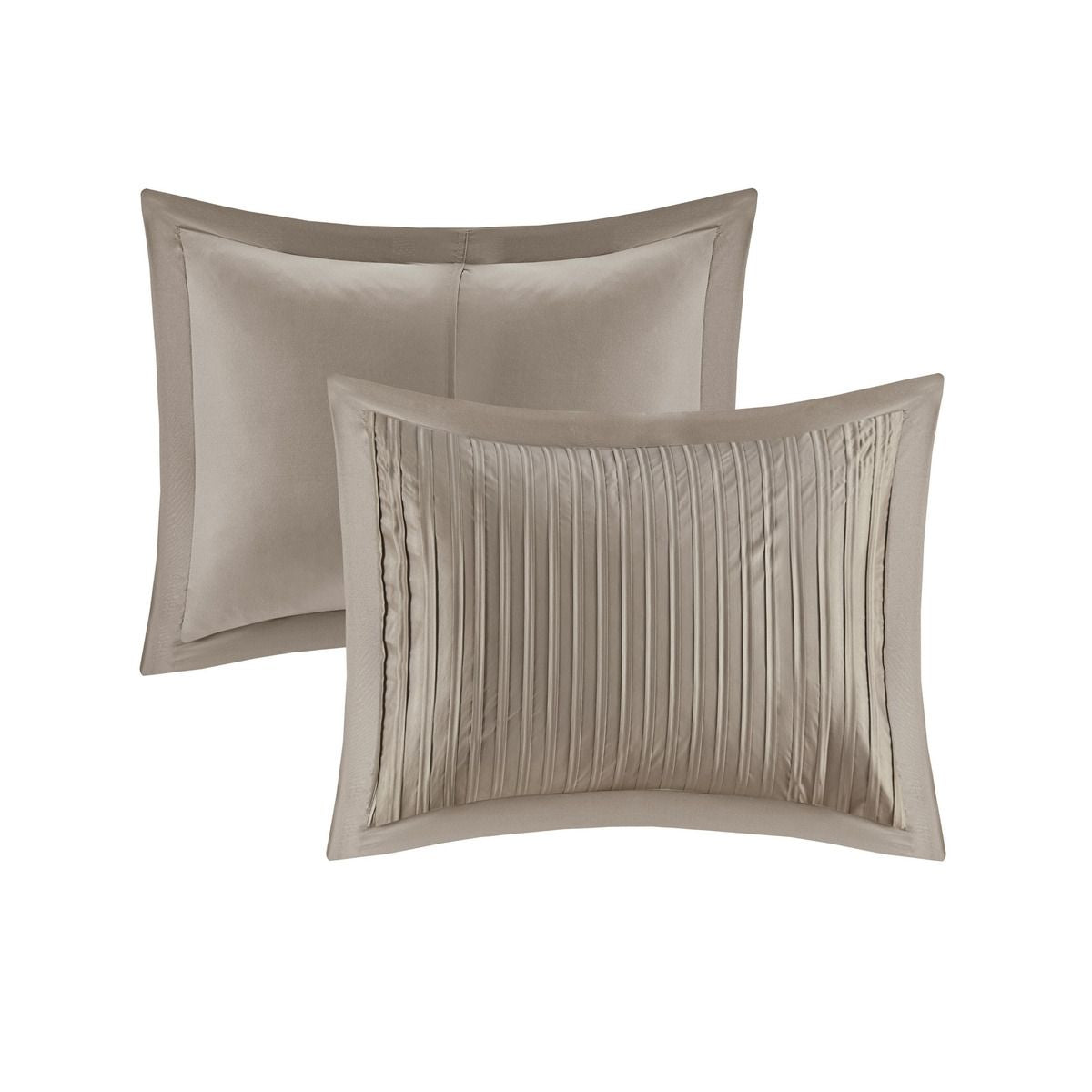 Taupe King Comforter Set with Pleated Details