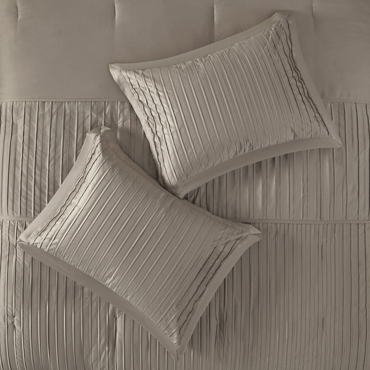 Taupe King Comforter Set with Pleated Details