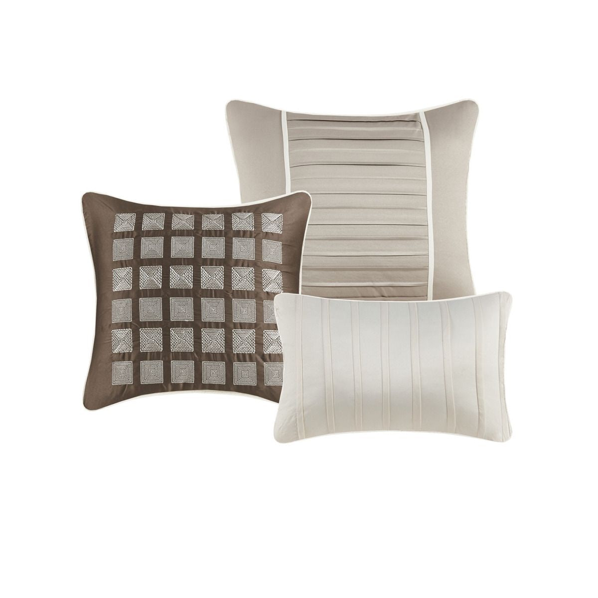 Taupe King Comforter Set with Pleated Details