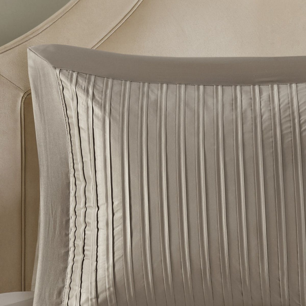 Taupe King Comforter Set with Pleated Details