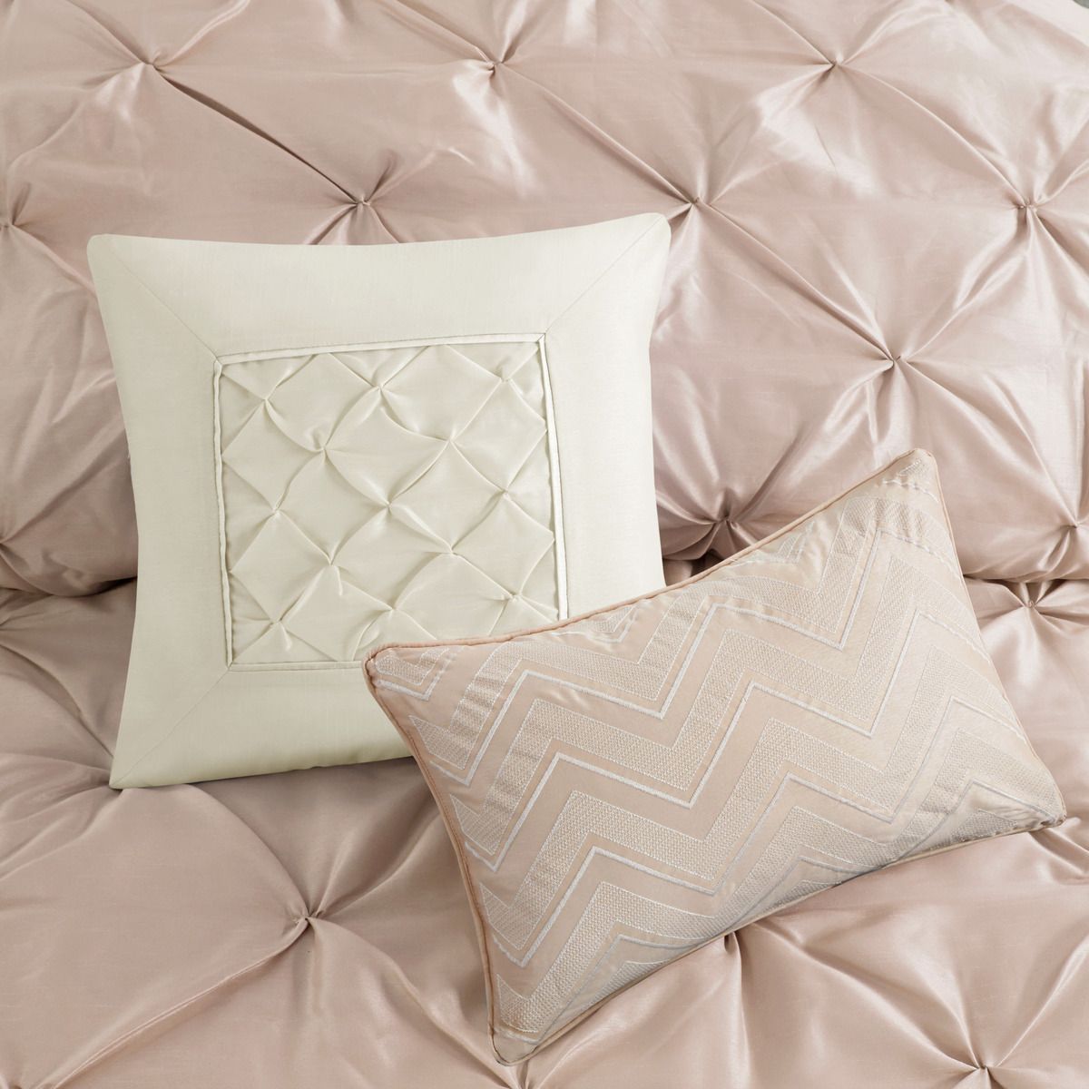 Blush Tufted Seven-Piece Comforter Set