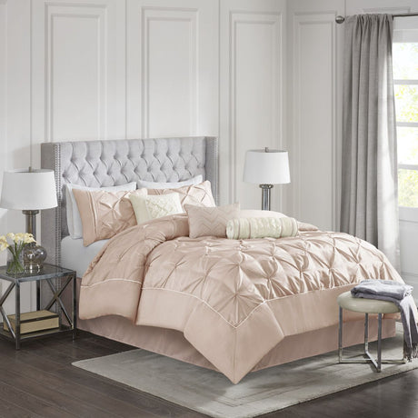 Blush Tufted Seven-Piece Comforter Set