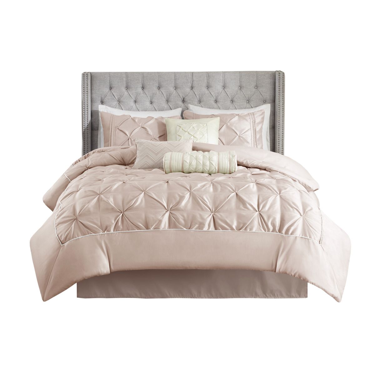 Blush Tufted Seven-Piece Comforter Set