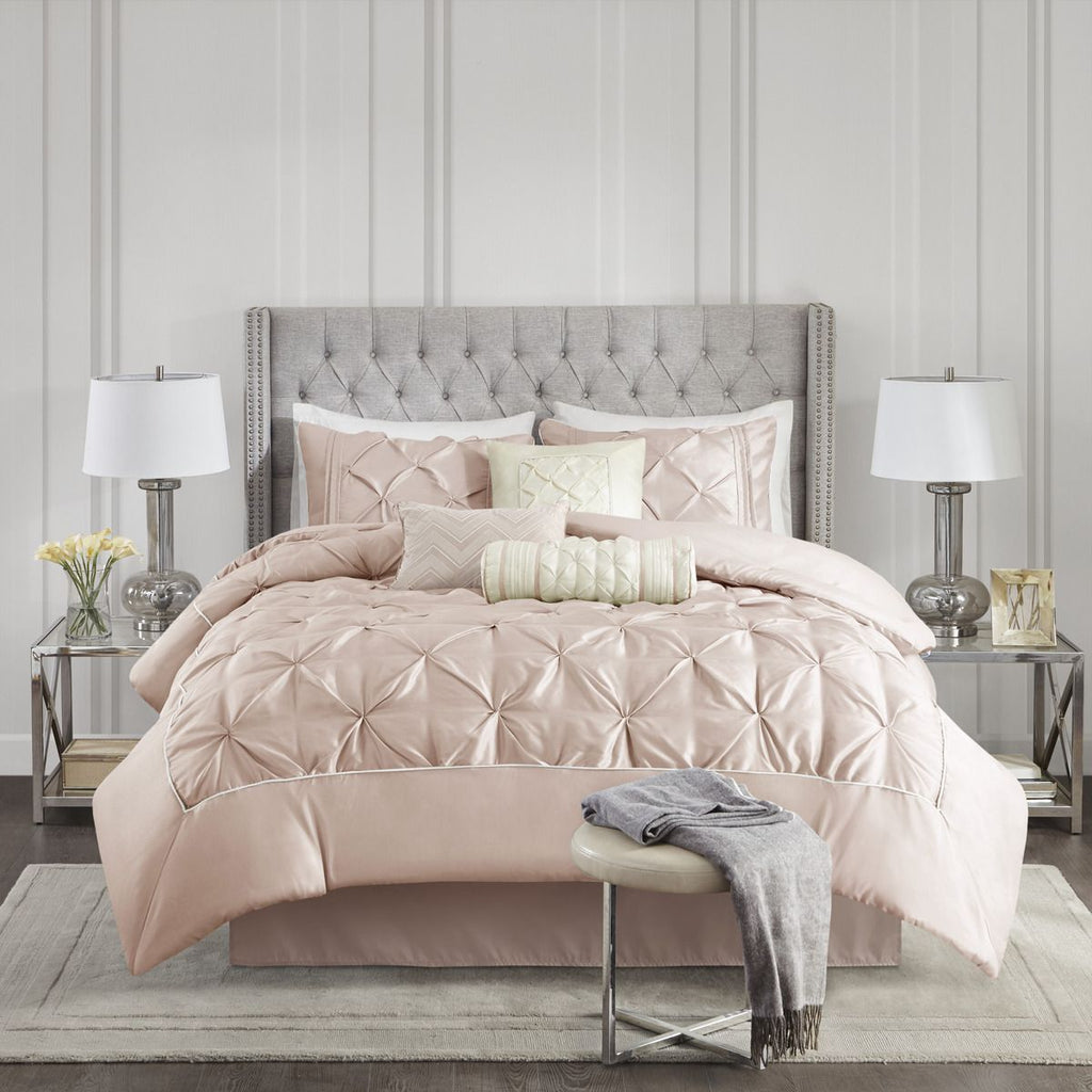 Blush Tufted Seven-Piece Comforter Set