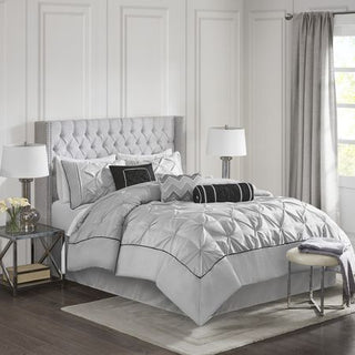 Gray Tufted Seven-Piece Comforter Set