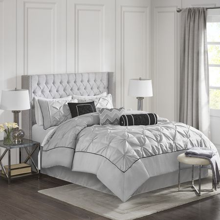 Gray Tufted Seven-Piece Comforter Set