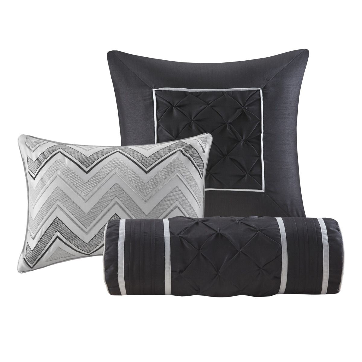 Gray Tufted Seven-Piece Comforter Set