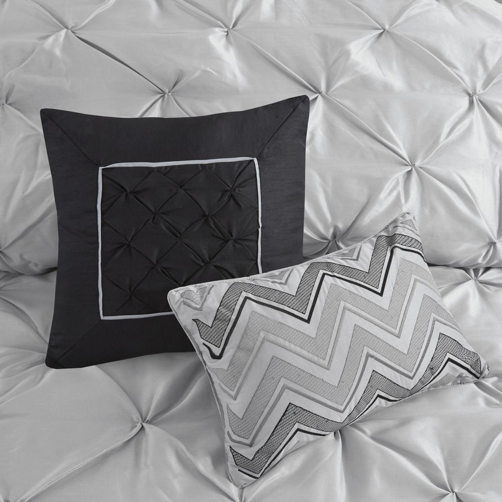 Gray Tufted Seven-Piece Comforter Set