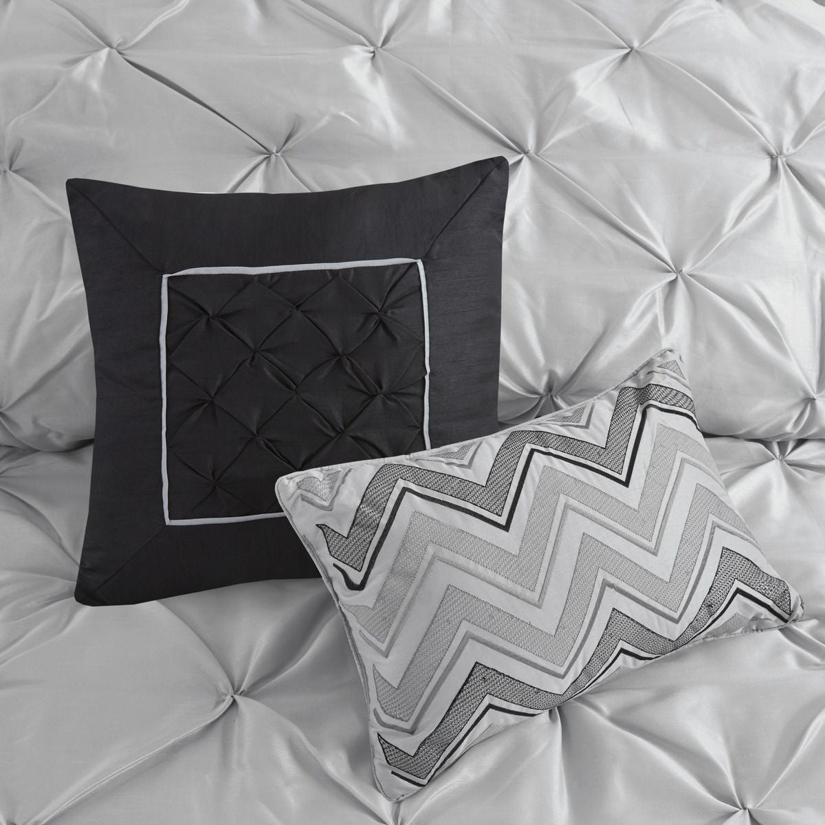 Gray Tufted Seven-Piece Comforter Set