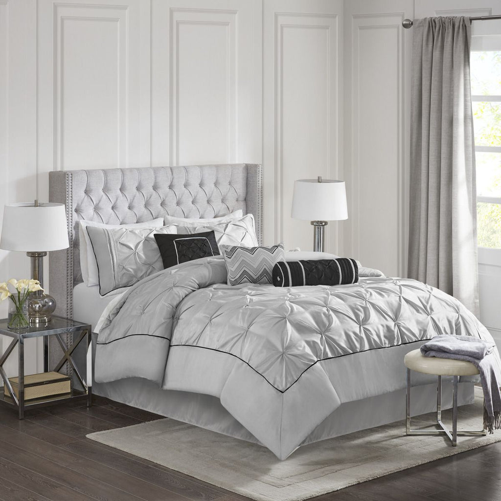 Gray Tufted Seven-Piece Comforter Set
