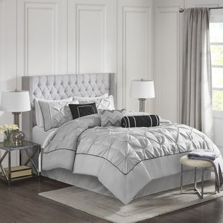 Gray Tufted Seven-Piece Queen Comforter Set