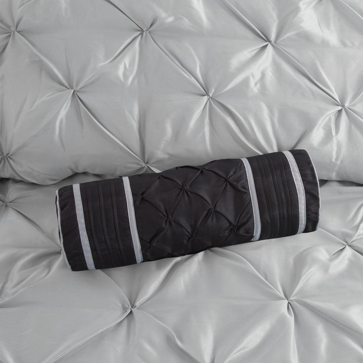 Gray Tufted Seven-Piece Queen Comforter Set